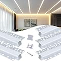 Muzata 5Pack 6.6FT/2M Plaster-in LED Channel Trimless Recessed LED Strip Diffuser Channel Spotless Deeper Wider for Drywall Ceiling Wall U117 WW 2M