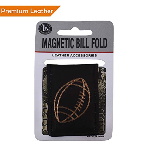 Image of LB LEATHERBOSS Men's New Leather Strong Magnetic Money Clip (Football)