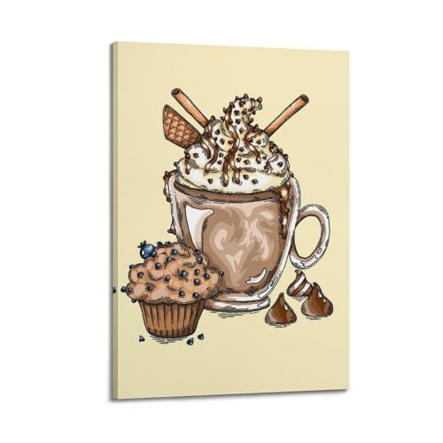 Chocolat crémeux poster mural moderne WIZIGM Line cadre toile salon