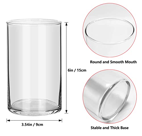 12 x Zylinder Glas Vase für Hochzeit Deko, Hewory Kerzenhalter Glaszylinder Set Modern Blumen Vasen Set Tulpen Trockenblumen, Kerzenständer Windlicht für Stumpenkerzen Teelicht schwimmkerzen