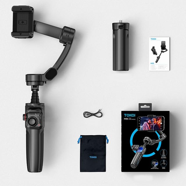 All components of the TOKQI M05 Gimbal Stabilizer package