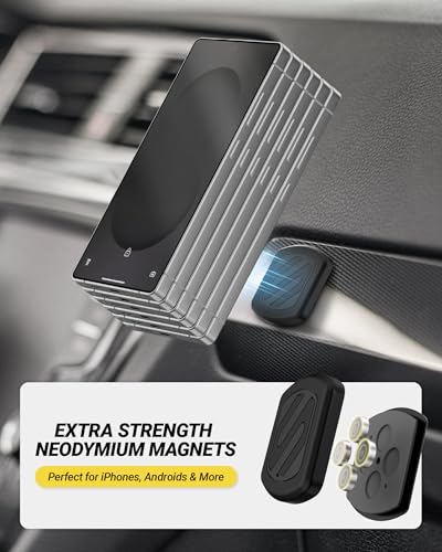 Image of Scosche MagicMount Flush Extra Strength Magnetic Car Mount for Dashboard and Flat Surfaces, Low Profile Car Cell Phone Holder with Thick Metal Plate, Compatible with iPhone and Android, Not MagSafe