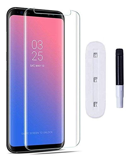 Image of VZZR?'s UV Tempered Glass for Samsung Galaxy S8 / Samsung Galaxy S9 Advanced Border Less Full Screen Coverage (except edges) UV Screen Protector Guard with Installation Kit - Pack of 1