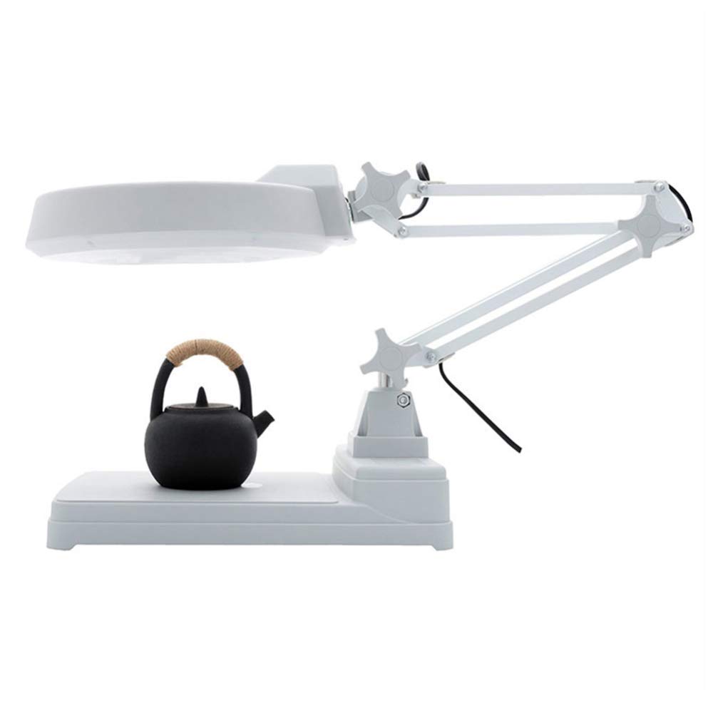 Lupa LED 3X/5X/8X/10X, Lupa de 127 mm con Soporte de lámpara LED, Altura Ajustable, para Mesa o Escritorio. Lupa iluminada para Lectura, Manualidades y Pasatiempos.