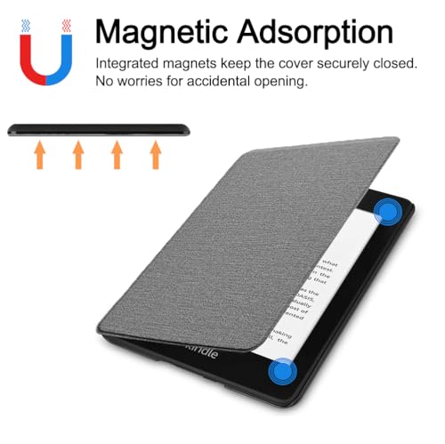 جراب حماية لجهاز اي ريدر 7 بوصة الجيل 12 إصدار 2024 من توكيلو، رفيع من البولي يوريثين الحراري بخاصية التنبيه/السكون التلقائي، غير متوافق مع اي باد 6.8 بوصة وقارئ الكتروني (الجيل 11-2021)(A1-رمادي)