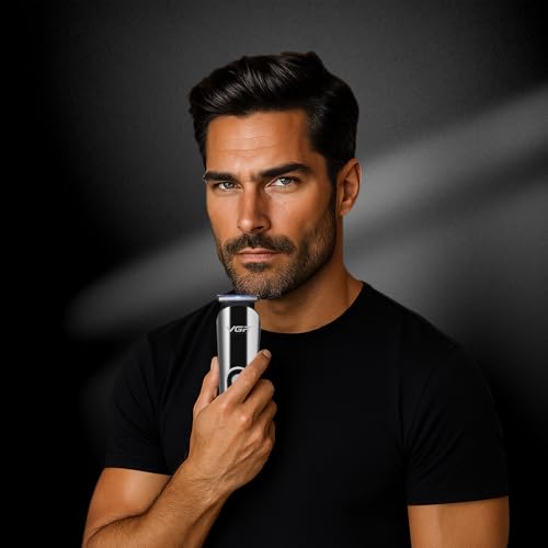 Image of VGR V-107 Professional 11-in-1 Grooming Kit I IPX6 Waterproof I Stainless Steel Precision Blades I Beard, Hair & Body Styling I LED Display I Cordless Use I 150 Mins Runtime I USB Rechargeable, Black