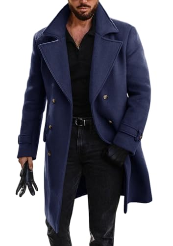 Runcati Men's Double Breasted Trench Coat