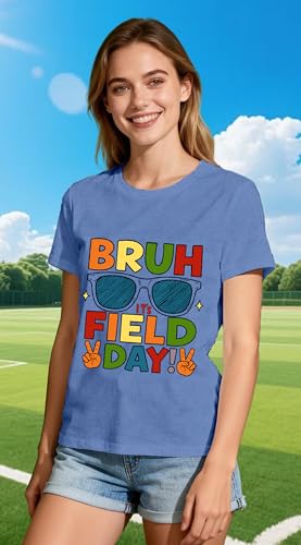 VERYNEAT Field Day Family Shirts Mom & Kid T Shirt Funny Bruh It's Field Day Tee School Events Tops Blue
