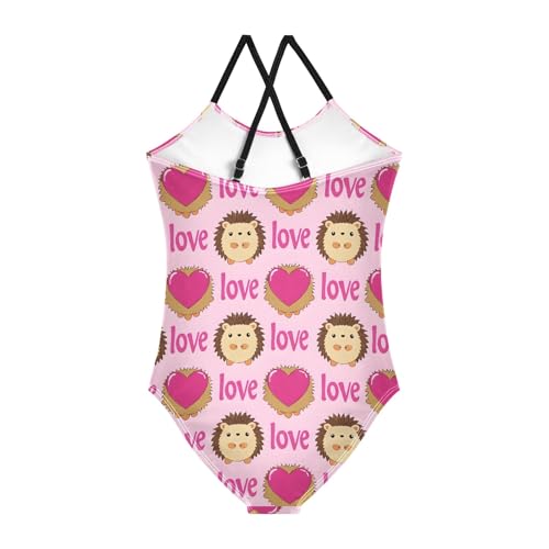 Girl's One Piece Swimsuit Cute Hedgehog Love Beach Bathing Swimwear2