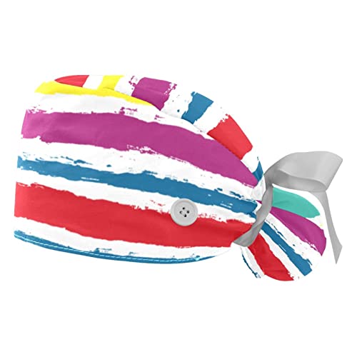 Chapeaux bouffants et casquettes de travail mixtes JDEZ rayés 2 pièces