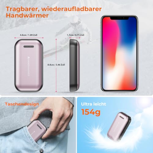 Fitabok Handwärmer Wiederaufladbar 2-Pack – 6000mAh Magnetischer Taschenwärmer, USB-C Elektrische Handwärmer Schnellheizung… – Ansicht 6
