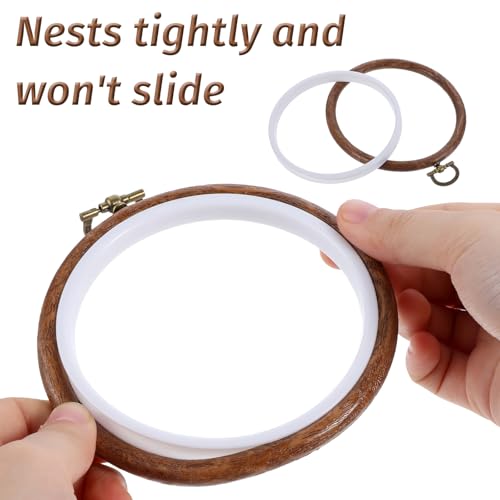 Image of 3 Pieces 3 Inch Embroidery Hoop Set, Cross Stitch Ornament Frames, Embroidery Hoop Imitated Wood Display Frame for Art Craft Sewing and Hanging Decor