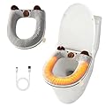 Peabownn Heated Toilet Seat Cover Warmer - USB-Powered (Non-Rechargeable) Removable Easy To Clean 3 Temperature Winter Toilet Seat Cover with Soft Plush Fabric B-2