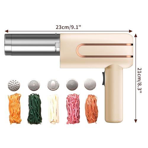Pasta Machine, Handheld Electric Pasta Maker, 5-in-1 Cordless Noodle Maker, Electric Pasta Machine with Battery Level Display for Prepared Spaghetti/Fettuccine - Image 7