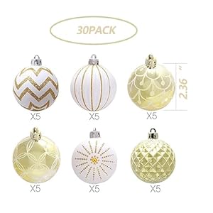 30pcs christmas balls ornaments60mm goldwhite painted shatterproof festive wedding hanging ornaments christmas tree decoration  urban country home decor