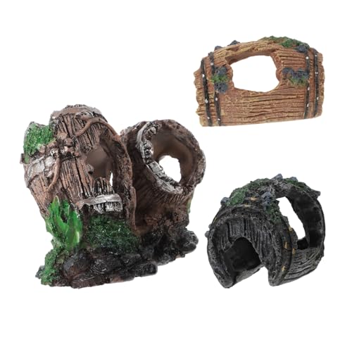 BELLIFFY 3個 水槽造園ワイン樽 植物 魚 洞窟 コンパクトな水族館の装飾 ステッカー 砂 樹脂バレルの装飾 家の装飾 水族館バレルの装飾 創造的な水族館の装飾 水中レジンバレルオーナメント