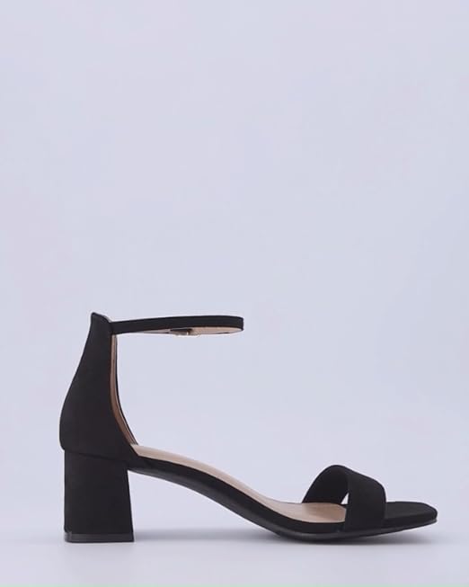 CUSHIONAIRE Sandalia Bliss De Una Banda Con Tacón Medio Bloque + Memory Foam Para Mujer, Anchos Disponibles, Microgamuza Negra 39 EU