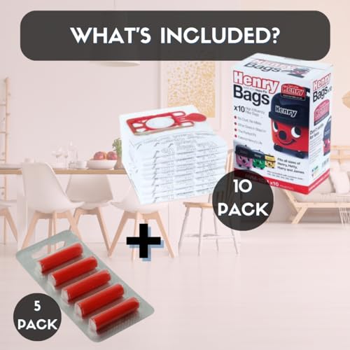 Avern Genuine Numatic Hepa-Flo Hoover Bags Henry Hetty Nrv Vacuum Cleaner Dust Bags (Pack Of 10 + 5 Freshener Sticks) - 2