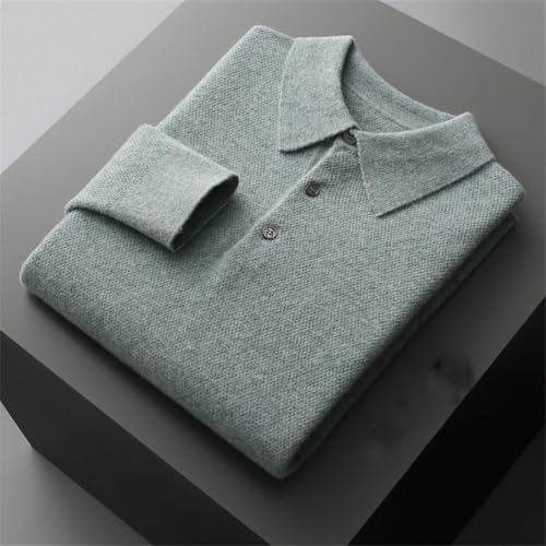 Men's Lapel Merino Wool Pullover Sweater Solid Business Casual Long Sleeves Sweaters3
