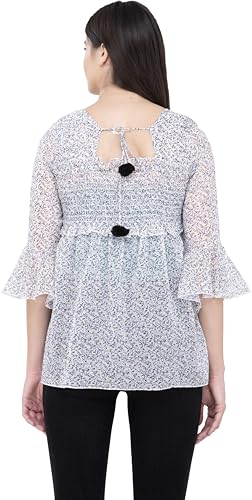 Image of POPWINGS Printed Chiffon Peplum Tops for Women