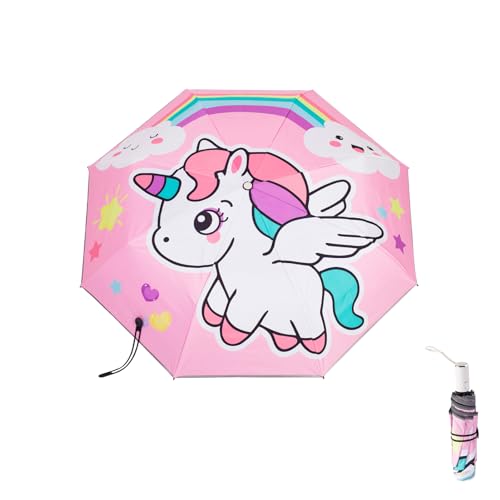 Generic KUMA-UNI-1/FBA Afkengung Kids Automatic Folding Umbrella - Digital Cartoon Printing Uv Resistant Umbrella With Anti-Rebound Design, Compact Windproof For Kids Girls cover