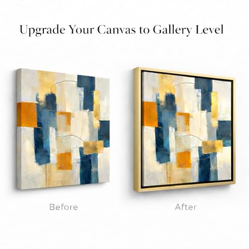 Image of Premium Canvas Floating Frame - 1.25 inch Gallery Depth Floater Frame with Authentic Wood Grain Finish, Handcrafted in USA for Wall Art & Paintings (Champagne Gold 10x14)