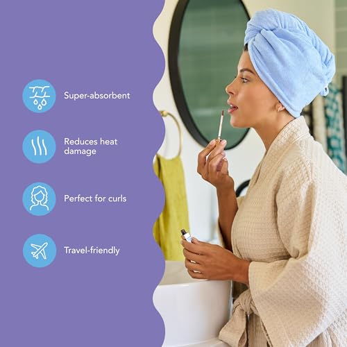 Image of Turbie Twist 2-Pack Microfiber Hair Towel for Beauty, Travel, Gifting - Wrap Turban for Straight, Wavy & Curly Hair - Premium Personal Care - Dazzling Blue & Windsurfer