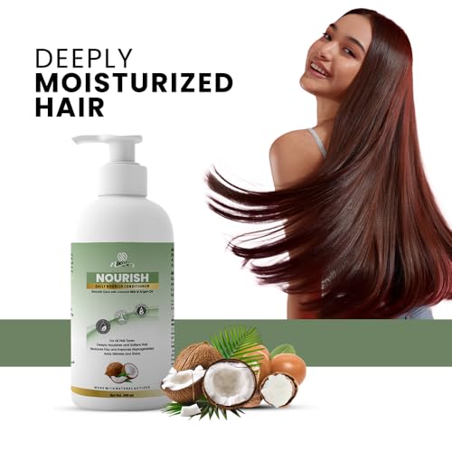 Image of NIKOV Nourish Shampoo & Conditioner Combo | Helps Reduce Dandruff, Hair Fall Control for Frizzy & Dry Hair | Sulfate Free, Paraben Free, Silicone Free | For Men & Women | Aloe Vera, Coconut Milk & Argan Oil | All Hair Types, Daily Use | 300ml + 300ml