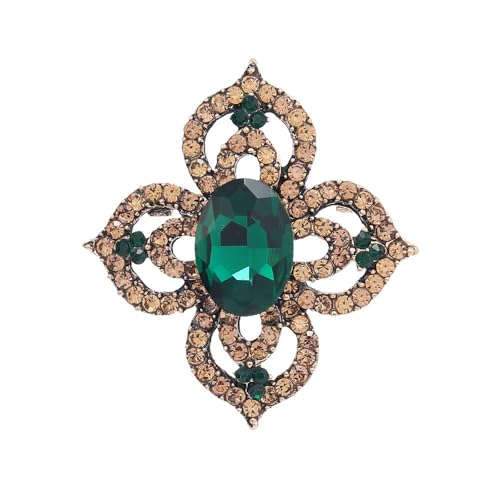Image of Antique Crystal Brooch Pin for Women Men Vintage Rhinestone Art Deco Flower Clover Boho Victorian Brooches Lapel Pins Elegant Dress Accessories Wedding Birthday Jewelry