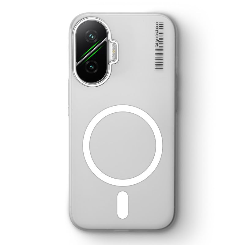 Image of Mr. Case Back Cover for Poco F7 5G Elegant Frosted White Translucent Back Only Compatible with Wireless Magnetic Accessories | Anti-Scratch Shockproof Phone Case - White