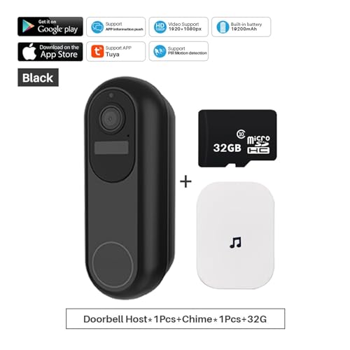 Sonnette vidéo intelligente sans fil 1080p, 2,4 GHz/5 GHz, Wi-Fi, étanche, vision nocturne, interphone intelligent pour la maison
