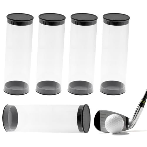 Twzkxc 5 Pack Clear Tube Golf Ball Storage Case, Golf Barrel Clear Tubes, Portable With Caps Golf Ball Cases For Home Store Display Use, Thickened Material, 1.8 Inch