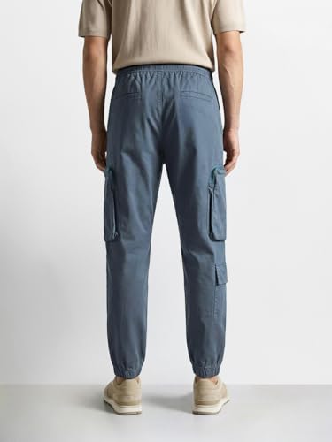 Image of The Indian Garage Co Men Mid-Rise Stretchable Relaxed Fit Cargo Joggers