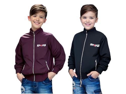 Image of HRKK Kids Windcheaters Solid Polyester Blend Jackets for Boys and Girls |