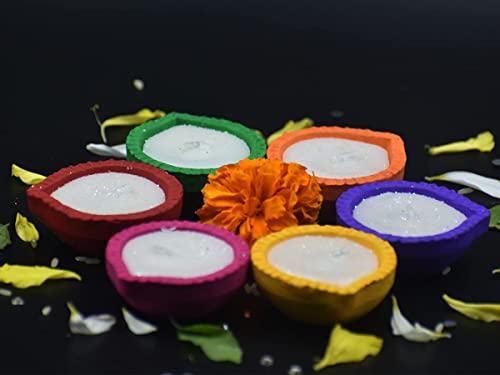 Store Indya Tealight Holder Diyas For Outdoor Lights And Decoration|Decorative Handmade Terracotta Clay Diya | Tealight Candle Holder Diya |Home Decorations And Gift Items | Set Of 6 Decor Diyas #TOP4