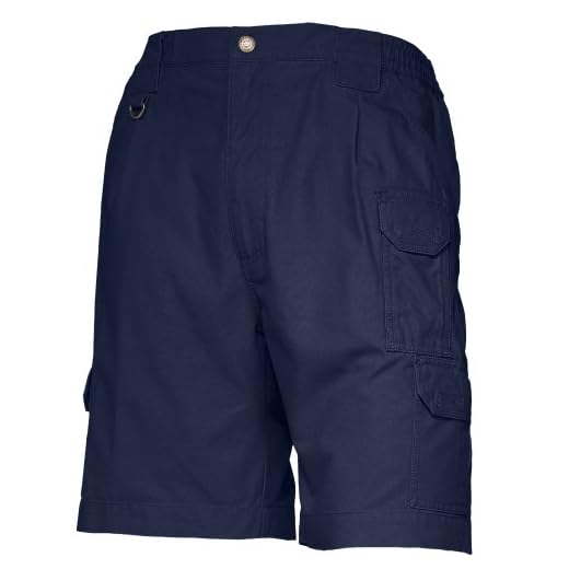 5.11 Tactical Men's 9-Inch Work Shorts, Cotton Canvas Fabric, Action Waistband, 7 Pockets, Fire Navy, 30, Style 73285