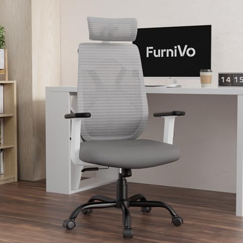 Image of Titan Ergonomic Office Chair for Home & Office | Adjustable Armrests | 120 Recline | Lumbar Support | Thick Cushioned Seat | Heavy-Duty Base | 3 Years Warranty (White Grey)