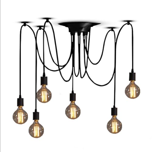 AFSEMOS Spider Lighting, 6 8 10 Light Retro Hanging (6 Arms), Black