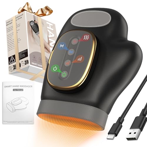 Image of Professional Hand Massager with Heat Compression Therapy, 3 Massage 4 Temperatures 5 Compression Pain Relief Glove, Arthritis & Wrist Carpal Tunnel Neuropathy Circulation, Gifts for Women /Men