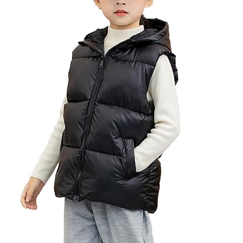Boys Girls Hooded Puffer Vest Kids Winter Lightweight Sleeveless Zipper Up Weighted Puffy Trendy Solid Down Line Jacket2