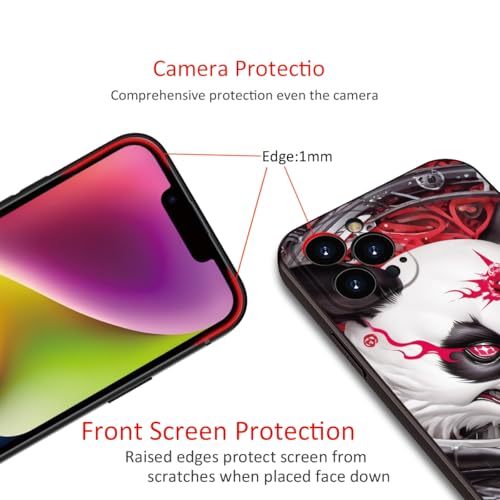 Printed with Panda for iPhone 16 pro max case, Dark Mechanical Panda Unique Silicone Soft Shockproof Phone Case - Fierce Tattoos, Trendy Choice (A1-Cool Pandas)