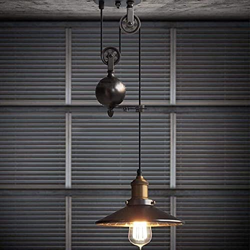 Lampe à poulie rétractable E27 style vintage pour éclairer un îlot de cuisine chaleureux