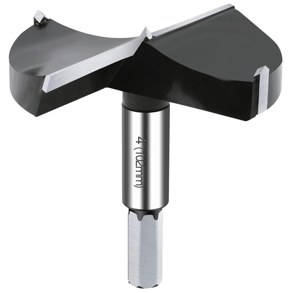 NICAVKIT 4 Inch Carbide Forstner Drill Bit, Carbide Tipped Forstner Bit for Hard Wood, Wood Drilling Bit Woodworking Hinge Cutter Tool Kits for Wood