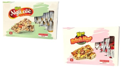 Combo - Cereal Sweets Nuts and Seaweed Crunch with Nuts - Keo Ngu Coc va Rong Bien Don Ket Hop Cac Loai Dau - 13 Oz per Box and 10 Oz with 2 Iterms