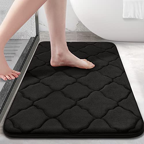 OLANLY Memory Foam Bath Mat Rug, Ultra Soft Non Slip and Absorbent Bathroom Rug, Machine Wash Dry, Comfortable, Thick Bath Rug Carpet for Bathroom Floor, Tub and Shower, 24x16, Black OLANLY Memory Foam Bath Mat Rug, Ultra Soft Non Slip and Absorbent Bathroom Rug, Machine Wash Dry, Comfortable, Thick Bath Rug Carpet for Bathroom Floor, Tub and Shower, 24x16, Black