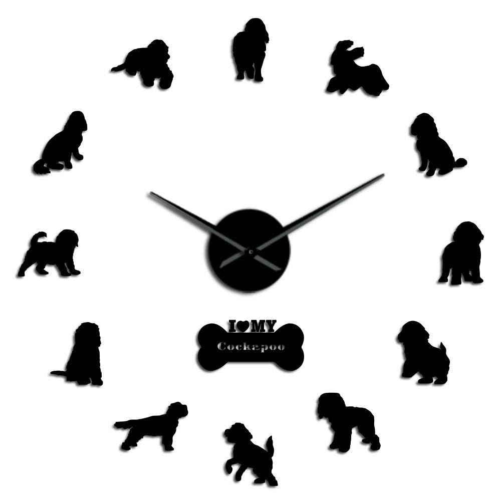 Horloge 3D Cocker Spaniel dorée idée cadeau idéale pour amateurs de chiens