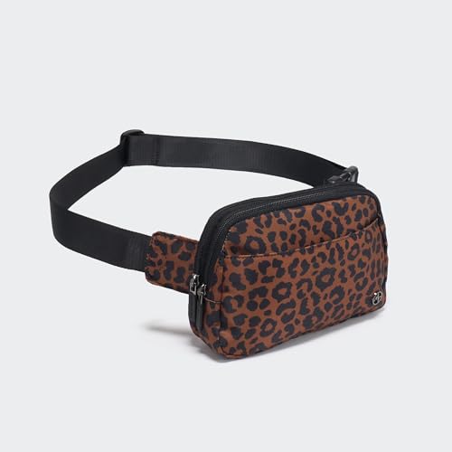 Image of Pander Everywhere Belt Bag for Women, 5 Zipper Pockets Nylon Crossbody Fanny Pack Purse (Midnight Leopard)