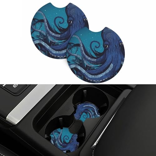 Portavasos para carro con diseño de pulpo azul, 2 piezas miniatura 5