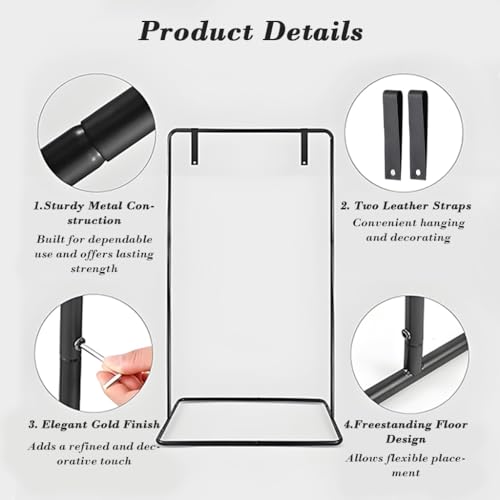 Image of Supvox backdrop stand metal photo display frame in gold with floor-standing support and weighted base for signage decor, compatible with free-standing floral and balloon arrangements decor frame