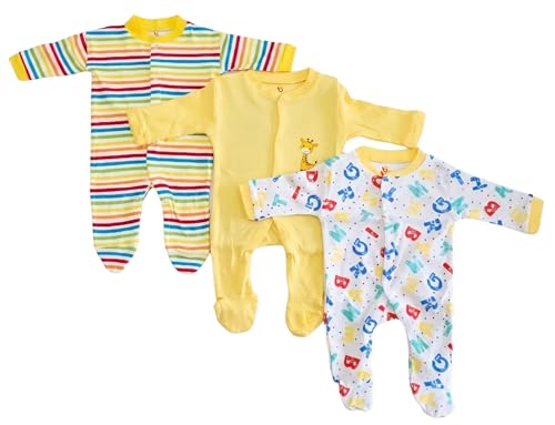 Image of Mini Berry Born Baby Multi-Color Long Sleeve Body Suit,Romper, Sleep Suit for Boys and Girls Pack of 3pcs Set